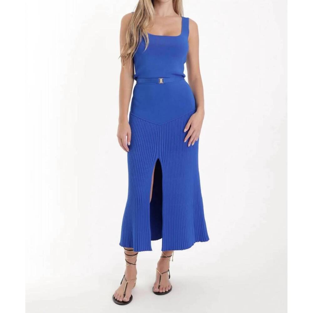 NEW KARINA GRIMALDI ciara knit skirt set in royal blue